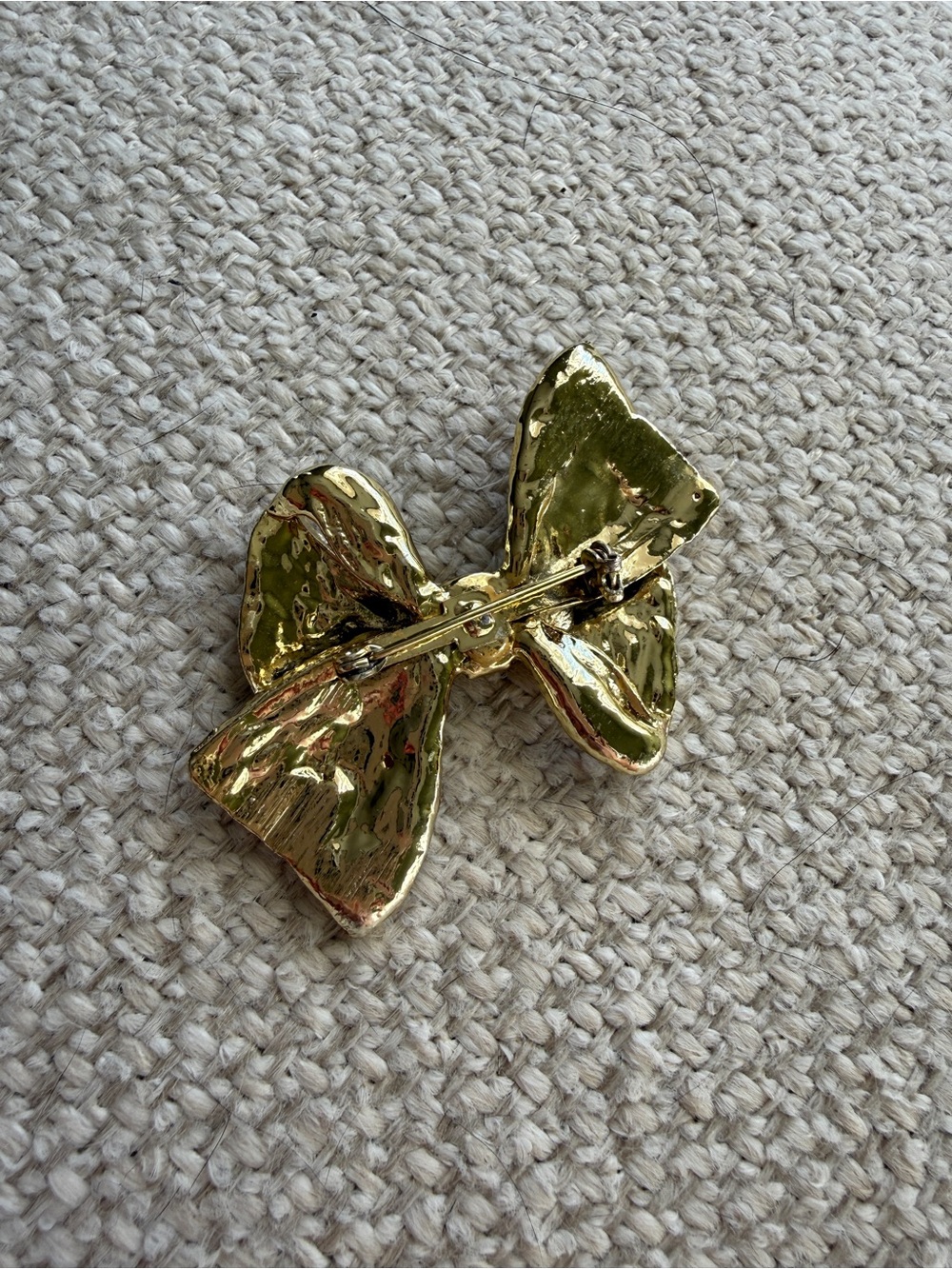 Vintage Gold Rhinestone Bow Brooch Pin - Picture 5 of 5